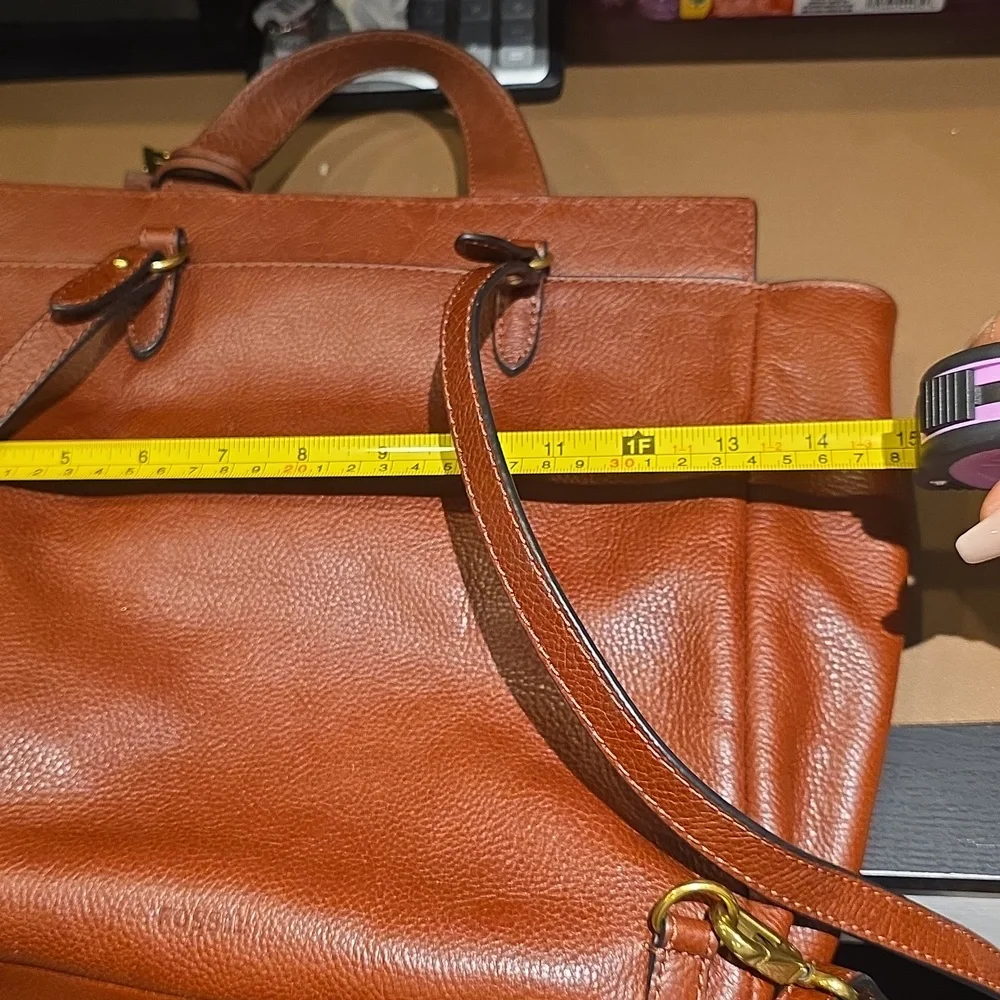 Fossil Brown Leather Backpack with Gold Hardware